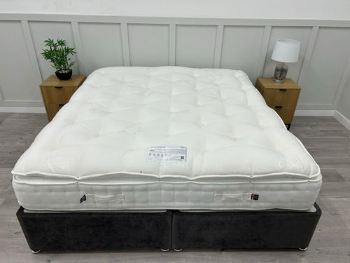 Hypnos Bespoke Opal 6FT Super King firm mattress with pillowtop, showing plush surface and detailed stitching.