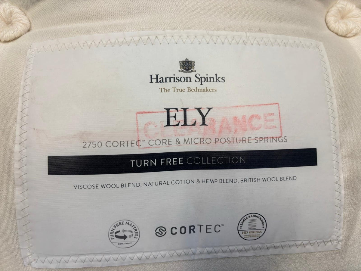 Harrison Spinks 2750 Ely Ortho 4FT6 double mattress with firm support, showing the plush top and side panels.