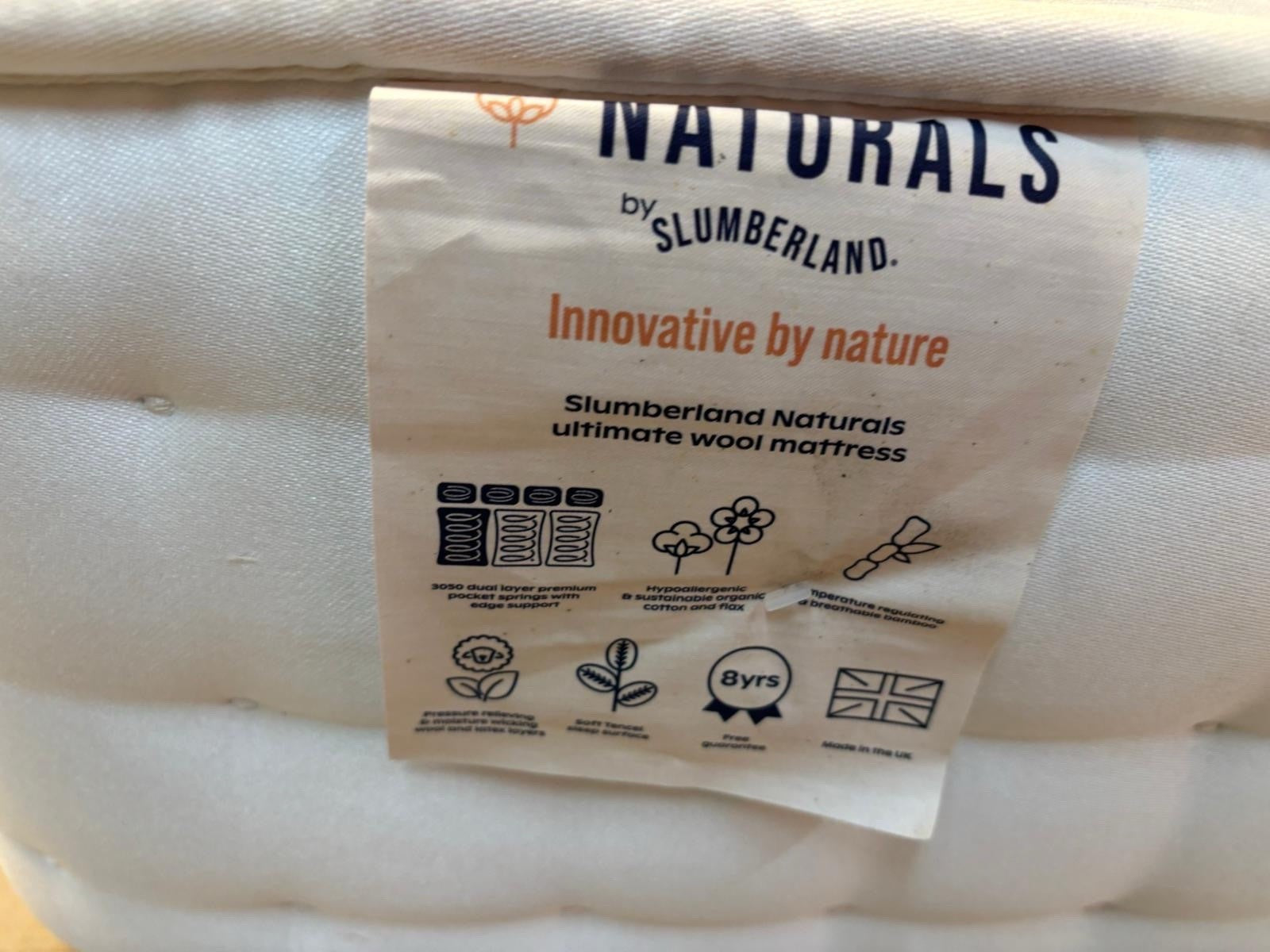Slumberland Naturals Ultimate Wool Mattress 3FT Single RRP £949 - Home Furniture Interiors
