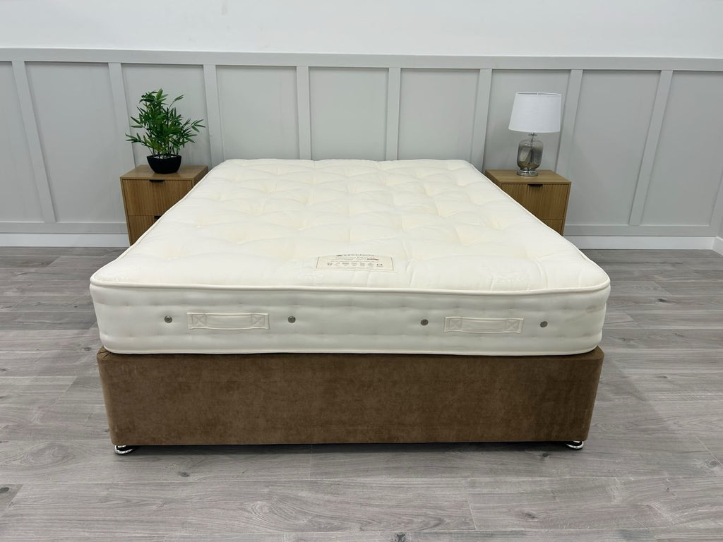 Hypnos Luxurious Earth 02 Double mattress, 4FT6 size, with plush fabric and supportive structure, shown from a top angle.