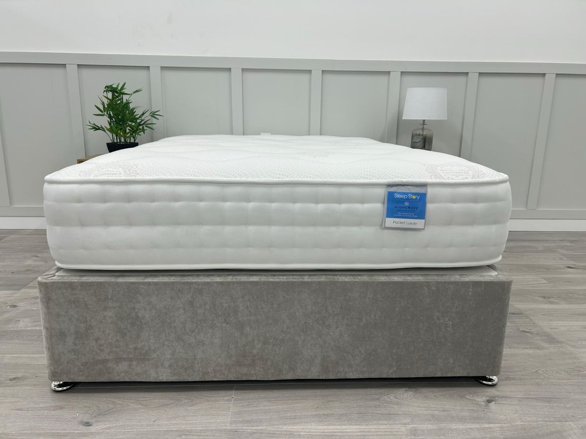 Luxury Sleep Story 4FT6 double pocket spring mattress from Furniture Village, showcasing plush fabric and supportive design.