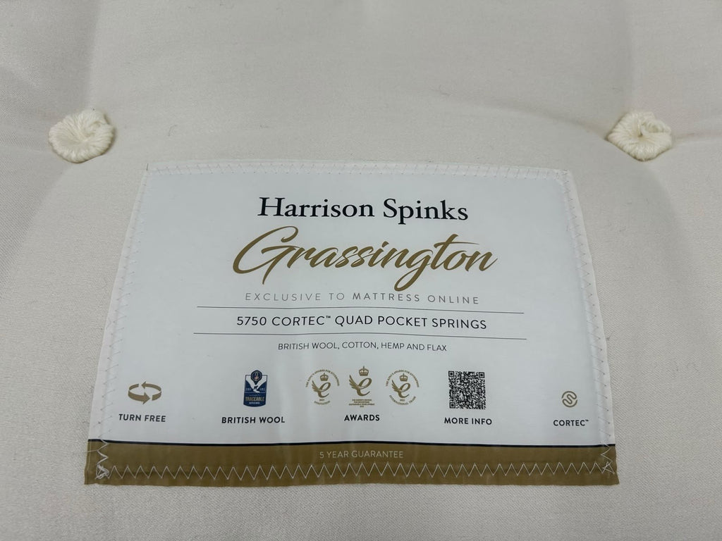 John Lewis Harrison Spinks Grassington 5750 Pocket Mattress 5FT Kingsize, medium firm, with layered fabric and plush surface.