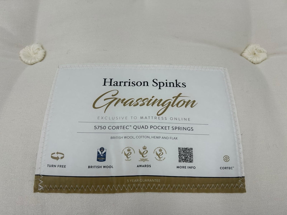 John Lewis Harrison Spinks Grassington 5750 Pocket Mattress 5FT Kingsize, medium firm, with layered fabric and plush surface.