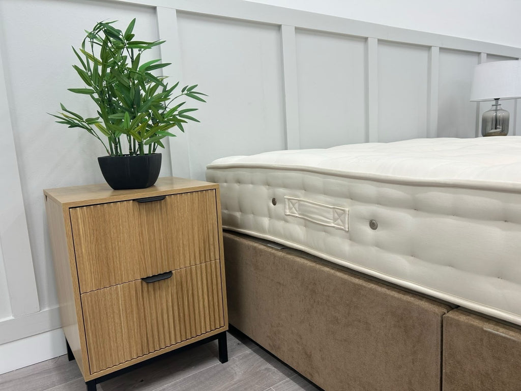 Hypnos Luxurious Earth 02 Double 4FT6 mattress with plush fabric and detailed stitching, showcasing a comfortable, high-end mattress design.