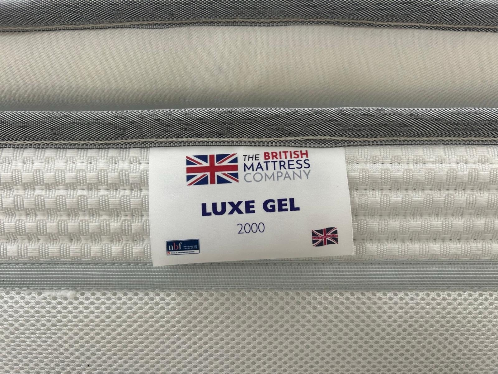 British Mattress Luxe Gel 2000  4FT 6 Double 100 Night Sleep Trial