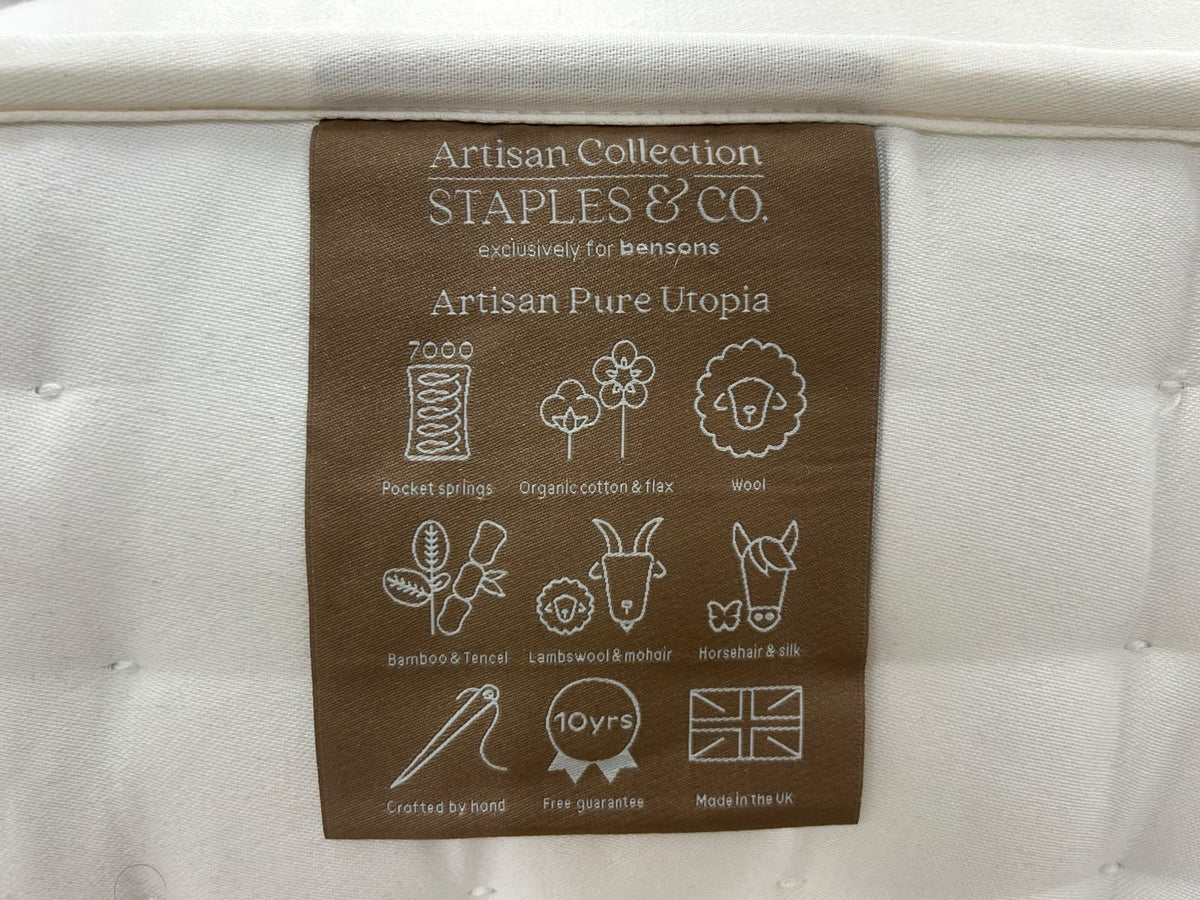 Staples and Co Artisan Pure Utopia Mattress 6FT Superking RRP £2799 Firm
