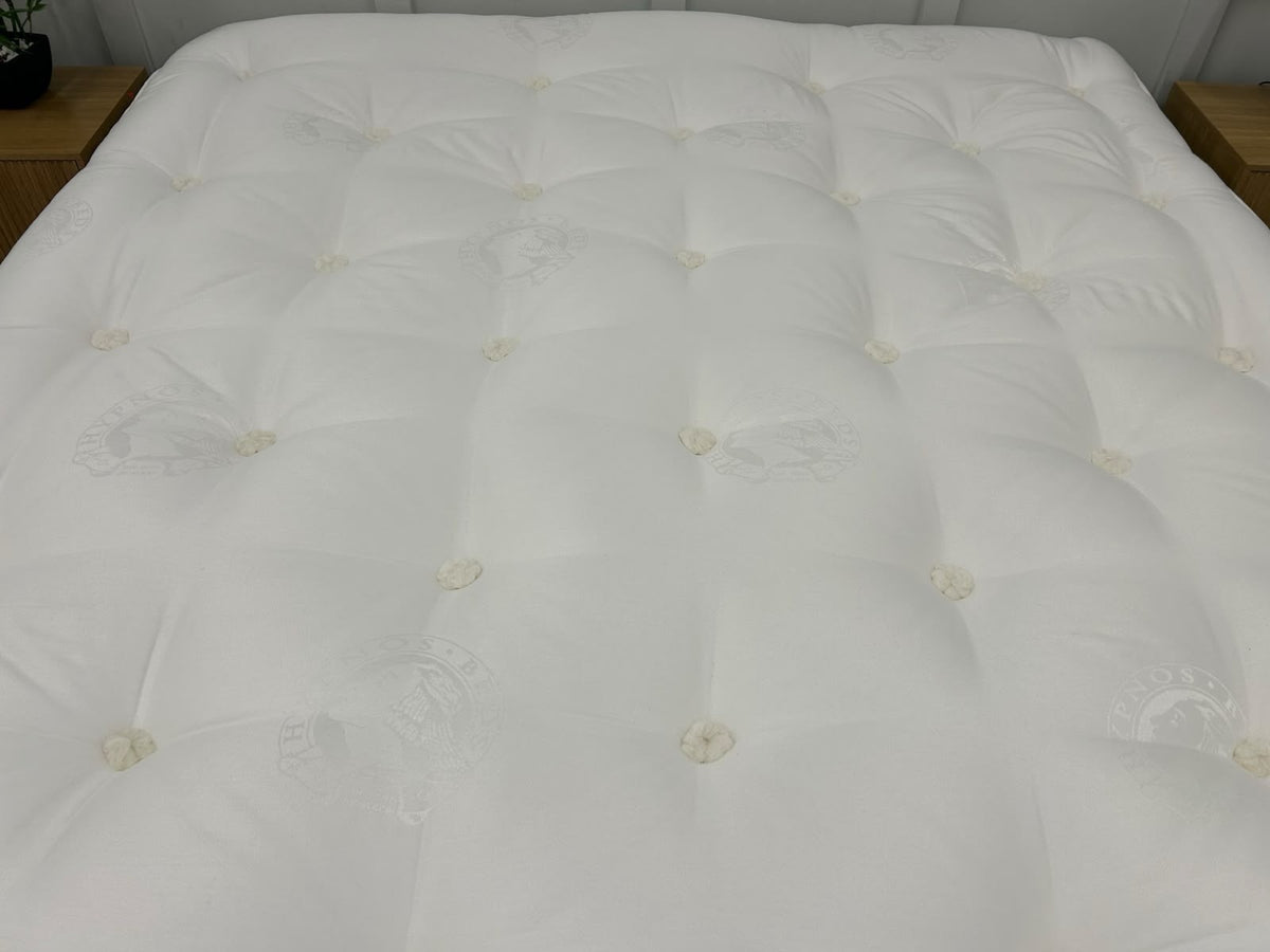 Hypnos Bespoke Opal 6FT Super King Mattress with firm pillowtop, showcasing plush surface and high-quality fabric.