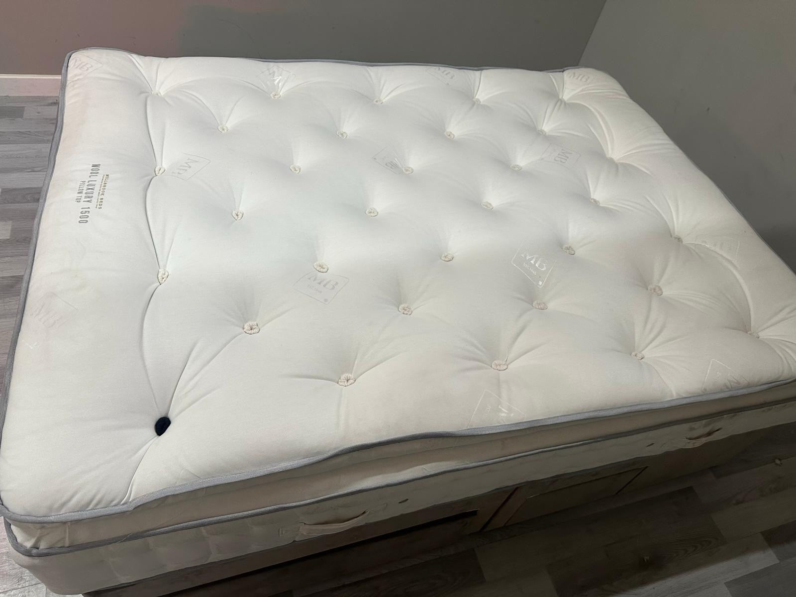 Millbrook Wool Luxury 1500 Pocket Pillow Top Mattress 5FT Kingsize RRP £1269 A - Home Furniture Interiors