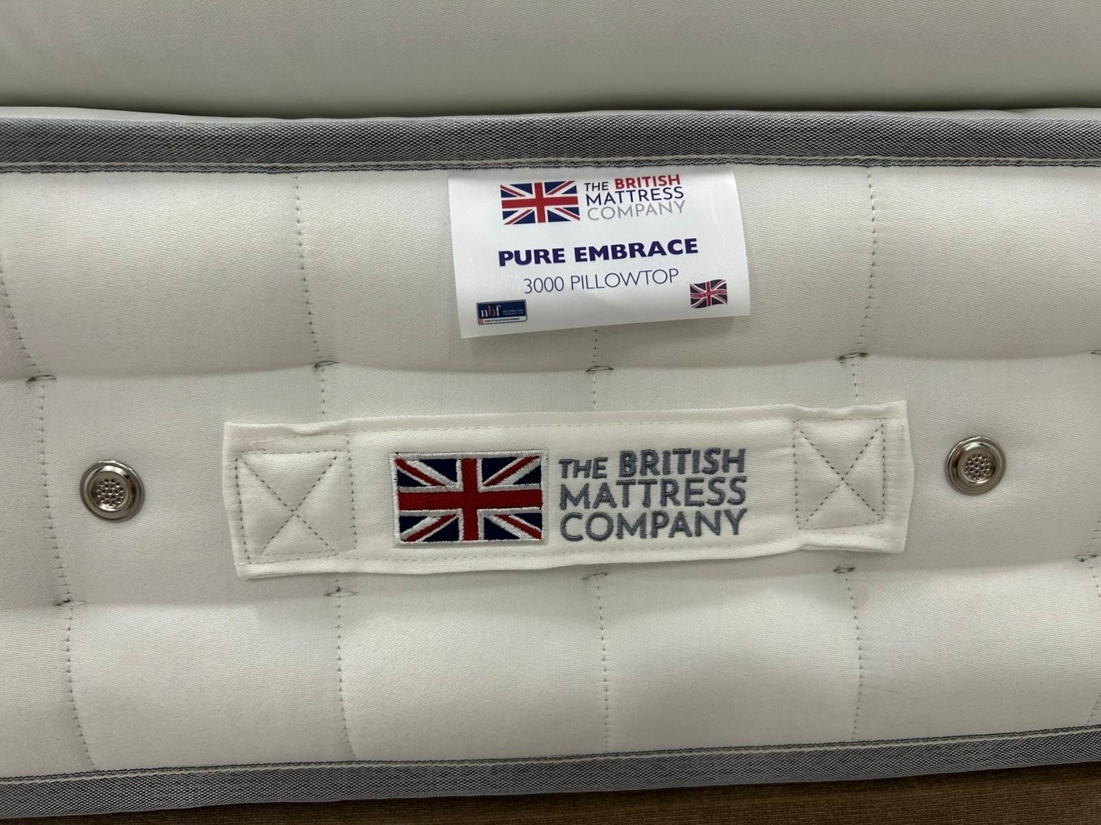 British Mattress Pure Embrace 3000 Pillow Top 6FT Superking 100 Night SleepTrial