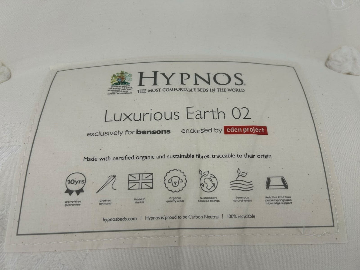 Hypnos Luxurious Earth 02 Double 4FT6 mattress showcasing plush fabric and supportive design, ideal for comfortable sleep.