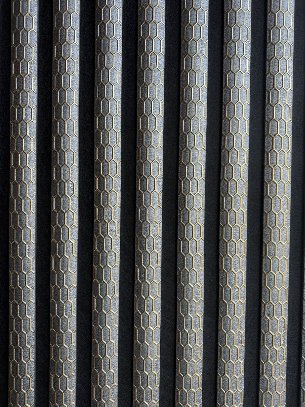 Set of 4 Grey Fabric Acoustic Decorative Slatted Wall Panels