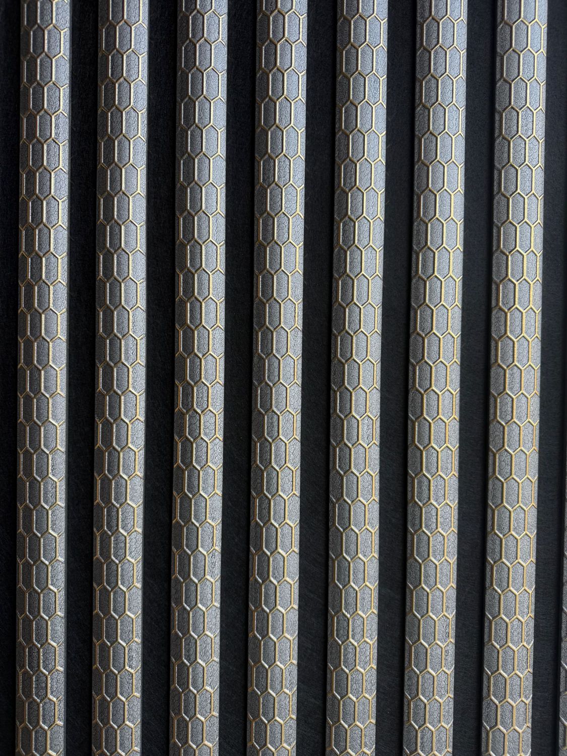 Set of 4 Grey Fabric Acoustic Decorative Slatted Wall Panels