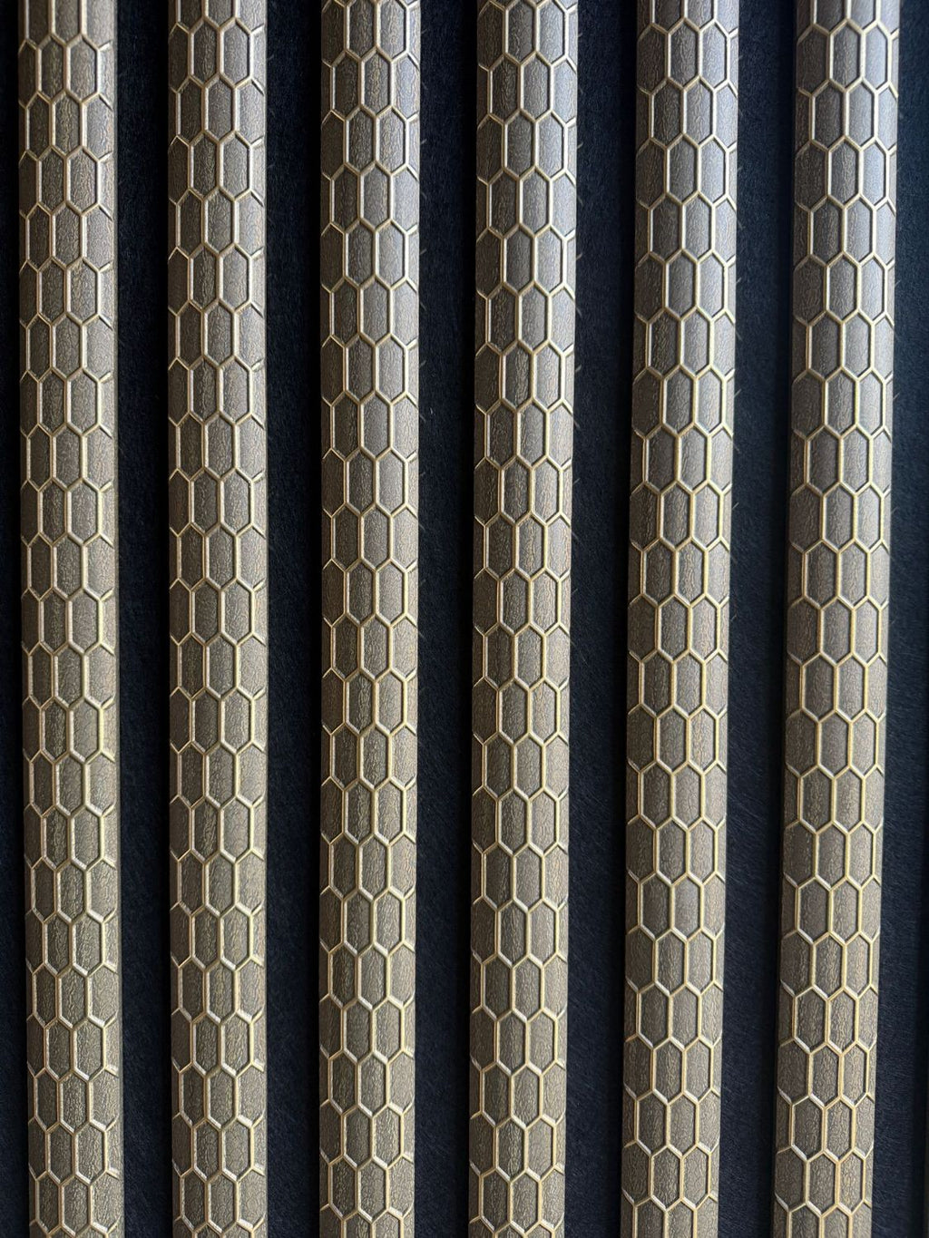 Set of 4 Brown Fabric Acoustic Decorative Slatted Wall Panels