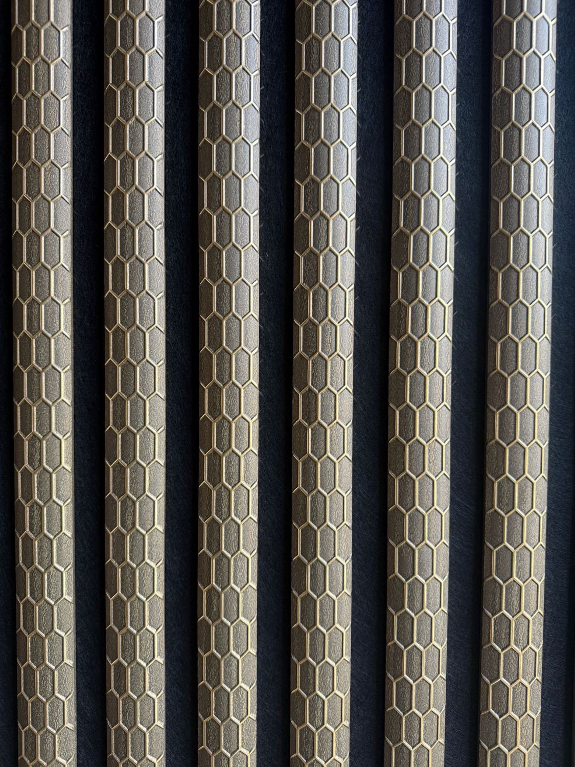 Set of 4 Brown Fabric Acoustic Decorative Slatted Wall Panels