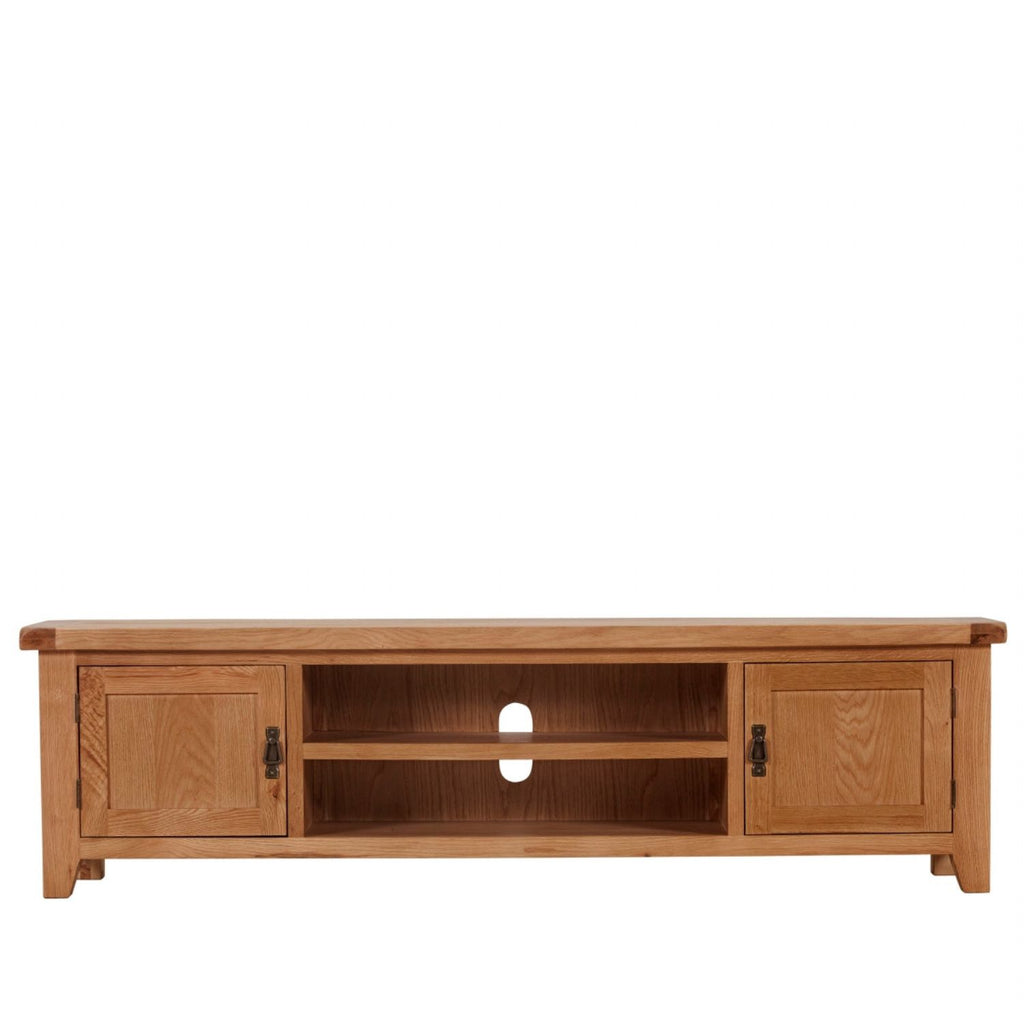 Natural Oak Extra Large 2 Door TV Unit with Open Media Shelves