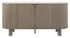 Grey Oiled Oak Wide Sideboard Marble Effect Top - Home Furniture Interiors