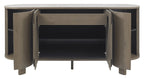 Grey Oiled Oak Wide Sideboard Marble Effect Top - Home Furniture Interiors
