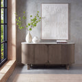 Grey Oiled Oak Wide Sideboard Marble Effect Top