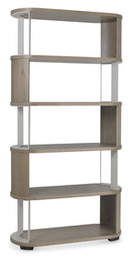 Grey Oiled Oak Tall Open Display Bookcase Unit - Home Furniture Interiors