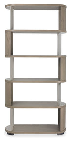Grey Oiled Oak Tall Open Display Bookcase Unit - Home Furniture Interiors