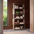 Grey Oiled Oak Tall Open Display Bookcase Unit
