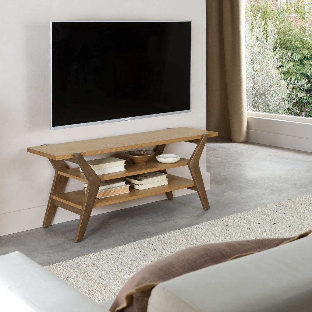 Light Weathered Oak TV Media Entertainment Unit Spider Legs