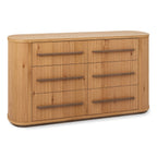 Weathered Oak Curved Chest of 6 Drawers - Home Furniture Interiors