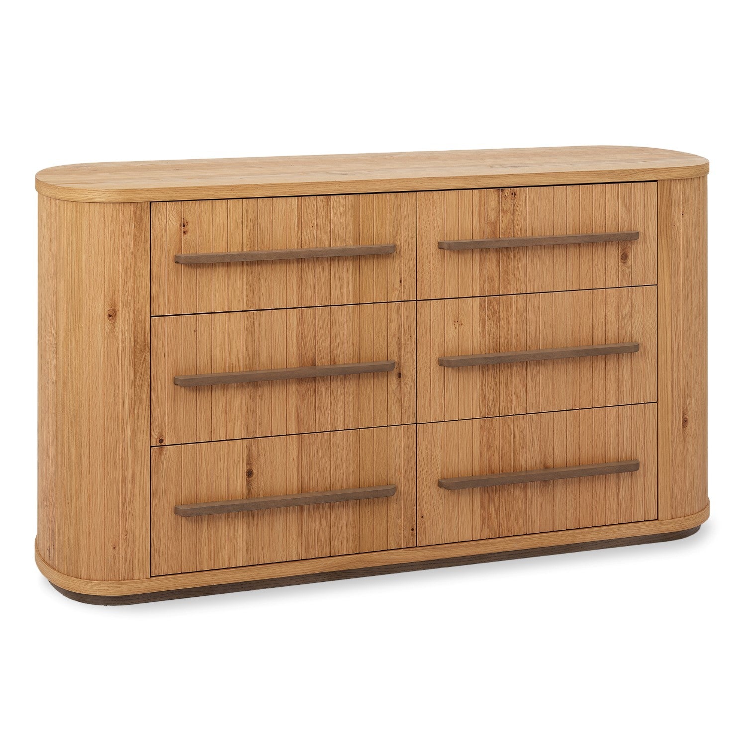 Weathered Oak Curved Chest of 6 Drawers - Home Furniture Interiors