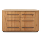 Weathered Oak Curved Chest of 6 Drawers - Home Furniture Interiors