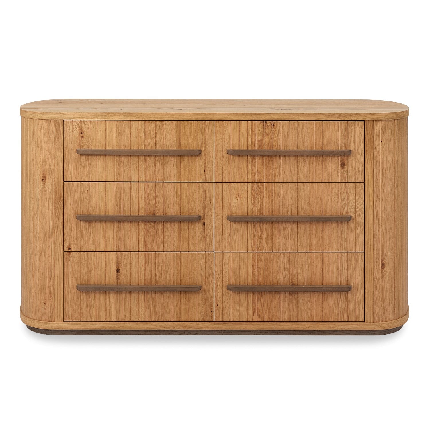 Weathered Oak Curved Chest of 6 Drawers - Home Furniture Interiors