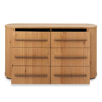 Weathered Oak Curved Chest of 6 Drawers - Home Furniture Interiors