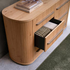 Weathered Oak Curved Chest of 6 Drawers - Home Furniture Interiors
