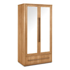 Weathered Oak 2 Door Double Wardrobe Centre Mirror 1 Drawer - Home Furniture Interiors