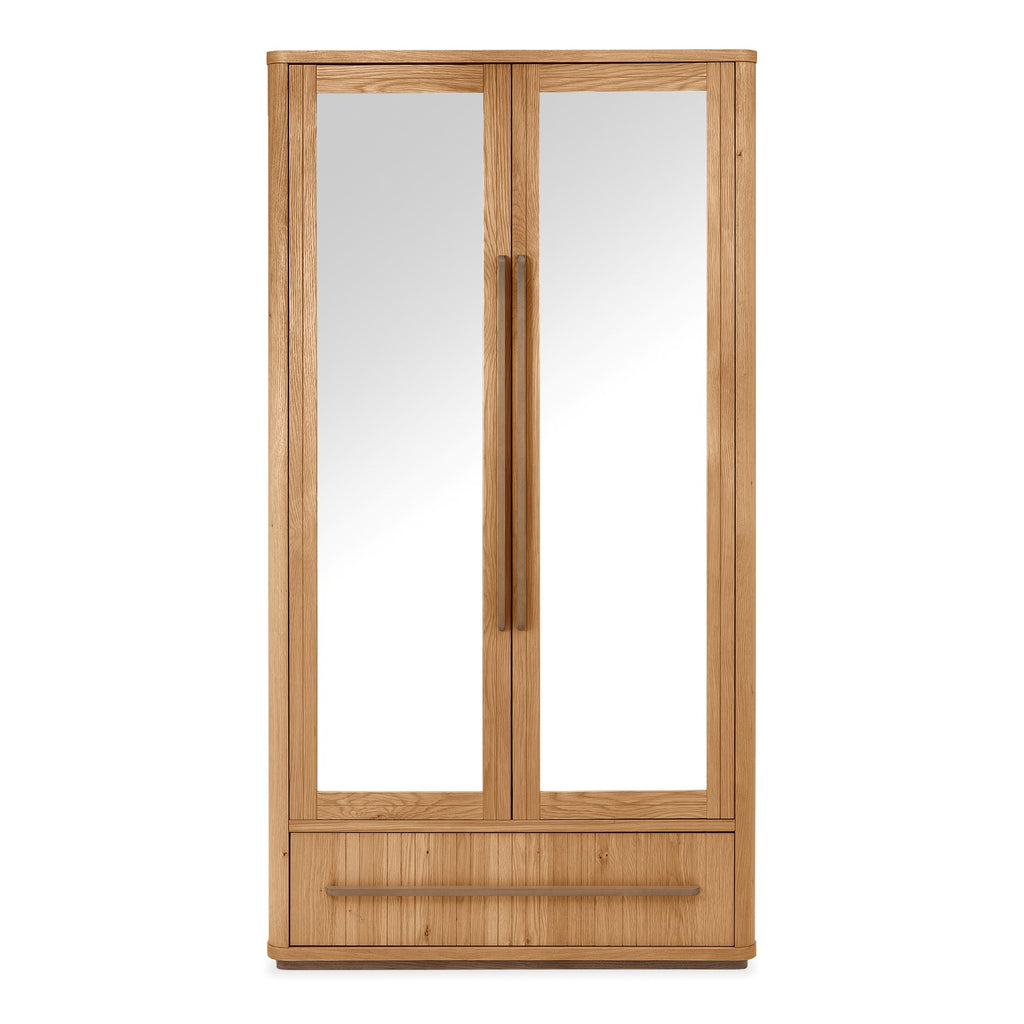 Weathered Oak 2 Door Double Wardrobe Centre Mirror 1 Drawer - Home Furniture Interiors