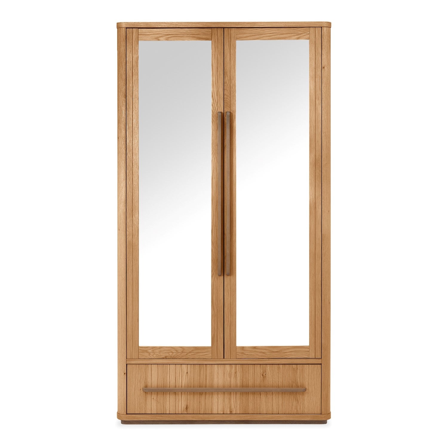 Weathered Oak 2 Door Double Wardrobe Centre Mirror 1 Drawer - Home Furniture Interiors