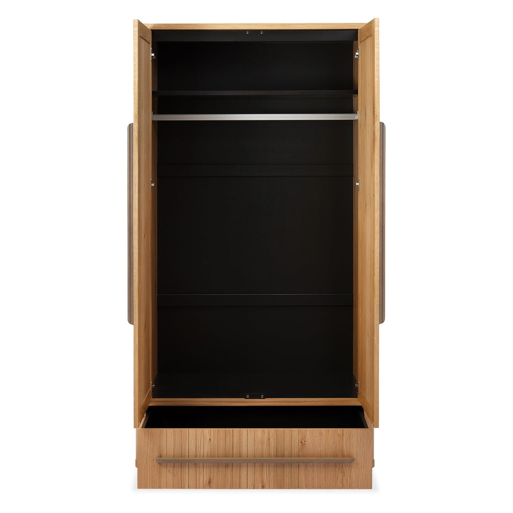 Weathered Oak 2 Door Double Wardrobe Centre Mirror 1 Drawer - Home Furniture Interiors