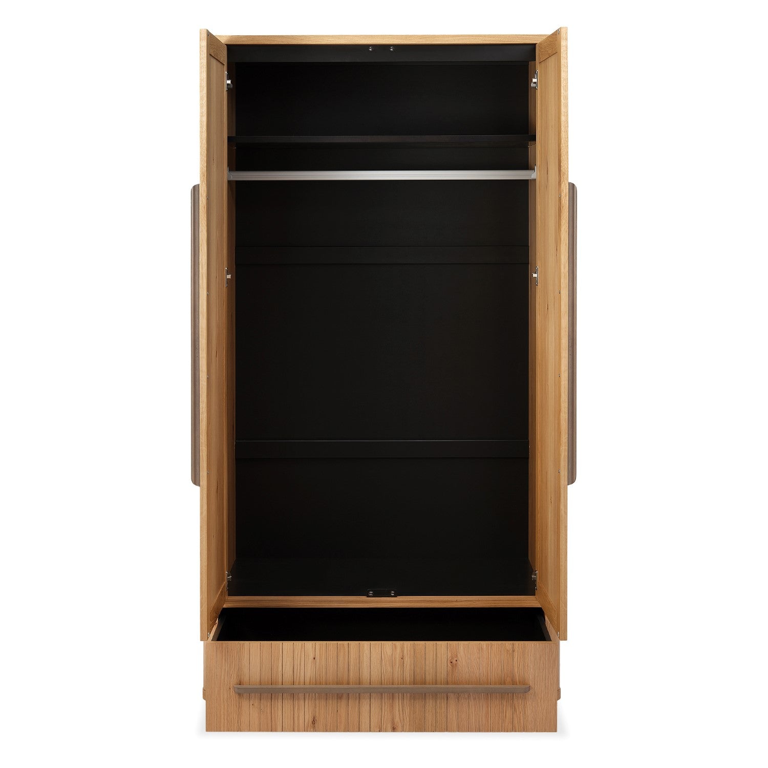 Weathered Oak 2 Door Double Wardrobe Centre Mirror 1 Drawer - Home Furniture Interiors