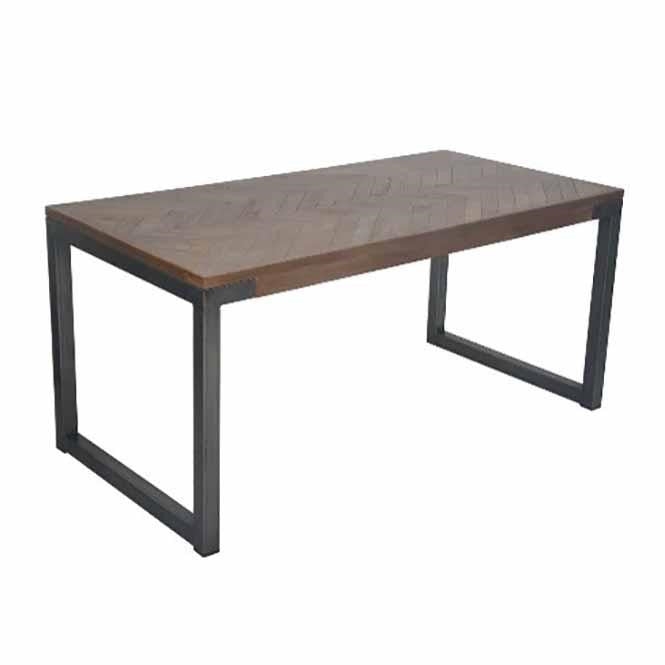 Industrial Gunmetal Mango Wood Medium Rectangular 6 Seater Dining Table