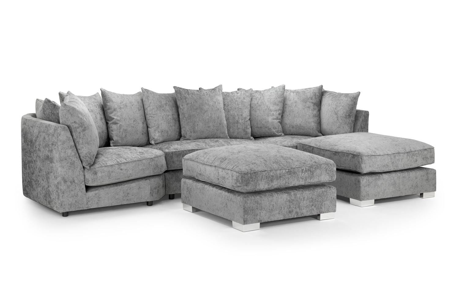 Platinum Fabric Scatterback Corner U Shape Sofa - Home Furniture Interiors