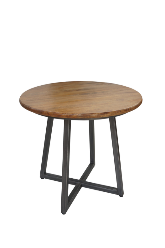 Mango Wood and Steel Bistro Table in Grey and Black Finish