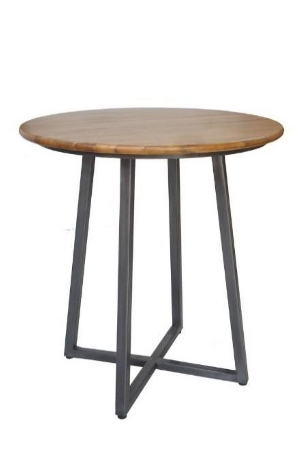 Industrial Round Mango Wood Bar Table with Gunmetal Steel Base
