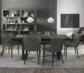 Weathered oak extending dining table set with six grey chairs by Bentley Designs, showcasing a stylish wood finish and modern design.
