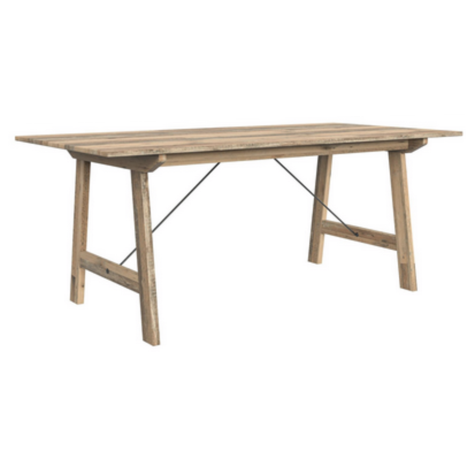 Modern Solid Pine Rectangular 200cm Dining Table with Metallic Accents