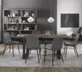 Oak Table 6 Grey Velvet Fabric Chairs Dining Set