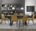 Oak 8 Seater Table 6 Yellow Velvet Chairs Dining Set