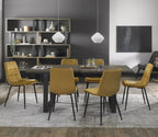 Oak 8 Seater Table 6 Yellow Velvet Chairs Dining Set