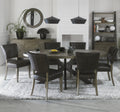Dark Oak Oval Dining Table Set 6 Vintage Leather Chairs