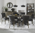 Dark Oak Oval Dining Set with 6 Dark Grey Dining Chairs