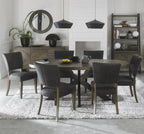 Dark Oak Oval Dining Set with 6 Dark Grey Dining Chairs