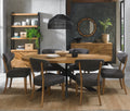 Rustic Oak Oval Dining Table Set 6 Dark Grey Fabric Chairs